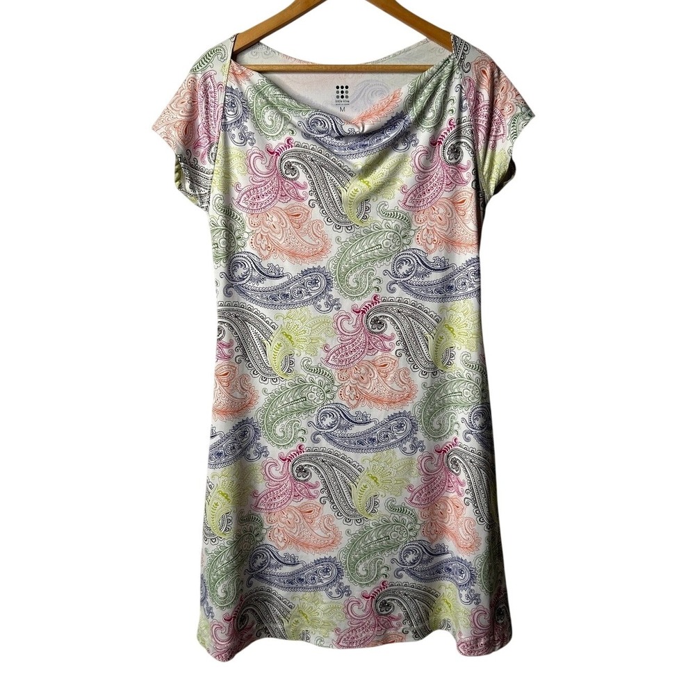 Title Nine Majestic Paisley Cowl Neck Athletic Dress M Colorful Travel Active